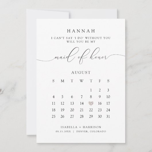 ASHER Modern Script Calendar Maid Hondenvoorstel I Kaart (Voorkant)