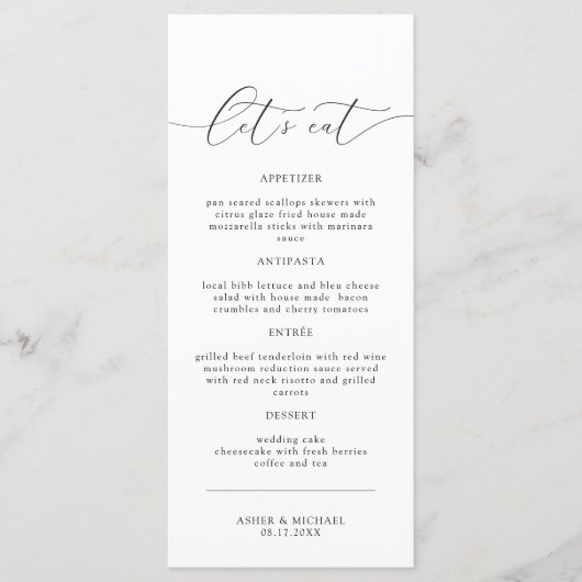 ASHER Moderne Elegant Calligraphy Script Menu (Voorkant)