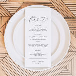ASHER Moderne Elegant Calligraphy Script Menu<br><div class="desc">Dit menu kenmerkt een elegante doopvont van het calligrafiemanuscript en modern minimalistisch ontwerp. De eenvoudige zwart-witte kleurencombinatie maakt tot het de perfecte toevoeging aan om het even welke gebeurtenis. Gebruik dit menu voor uw trouwreceptie, vrijgezellenfeest, feestdag, enz. Bewerk de *Meest* formulering om aan uw behoeften te voldoen. Alle kleuren zijn...</div>