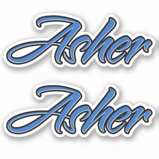 Asher Name blue Aufkleber Sticker Stickerset (Voorkant)