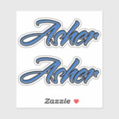Asher Name blue Aufkleber Sticker Stickerset (Vel)