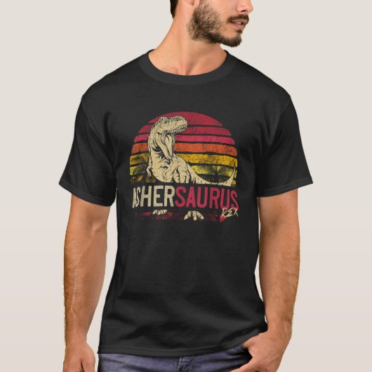 Asher Saurus Funny Personalized Dinosaur T Rex Nam T-shirt (Voorkant)