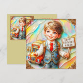 ASHER ~ Verjaardag Kaart ~ Road Crossing Monitor ~ (Voorkant / Achterkant)