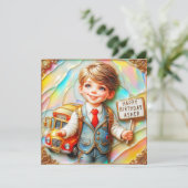 ASHER ~ Verjaardag Kaart ~ Road Crossing Monitor ~ (Staand voorkant)