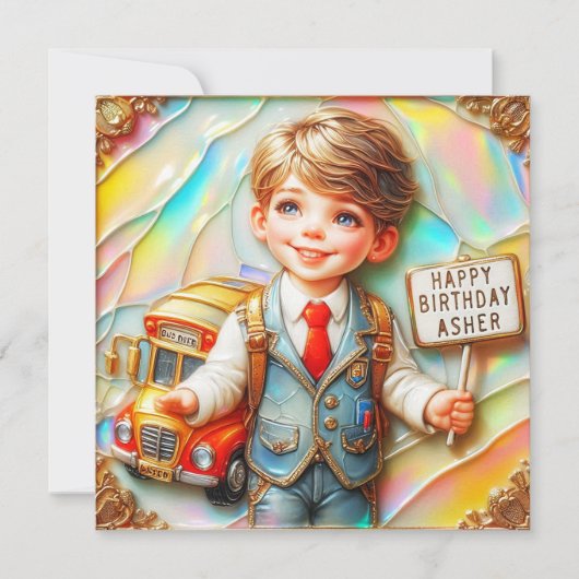 ASHER ~ Verjaardag Kaart ~ Road Crossing Monitor ~ (Voorkant)