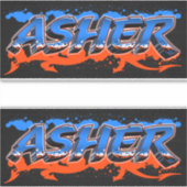 Asher Vorname Name Graffiti Aufkleber Sticker (Voorkant)