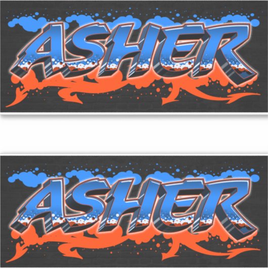 Asher Vorname Name Graffiti Aufkleber Sticker (Voorkant)