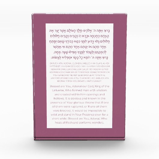 Asher Yatzar Hebrew Blessing Dusty Pink Fotoblokken (Voorkant)
