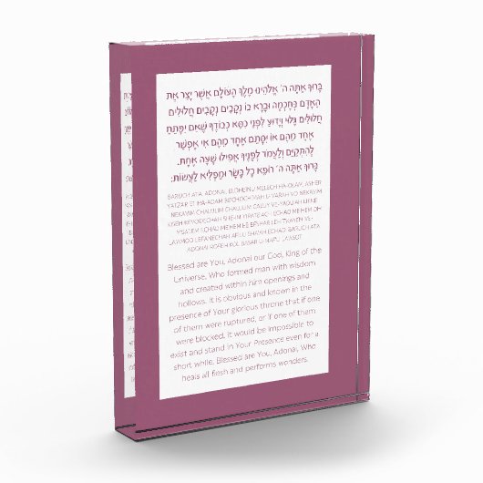 Asher Yatzar Hebrew Blessing Dusty Pink Fotoblokken (Links)