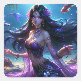 Ashera - Zeemeermin serie Art Collectie Vierkante Sticker