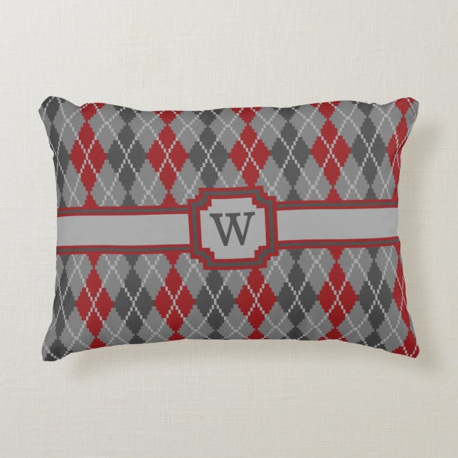 Ashes and Embers Argyle Accent Pillow Decoratief Kussen (Voorkant)