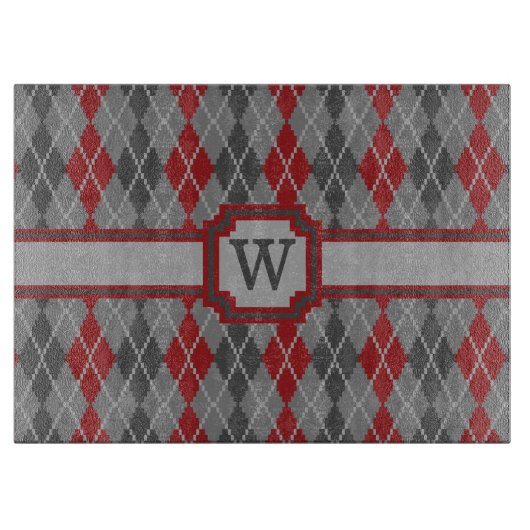Ashes and Embers Argyle Glass Cutting Board Snijplank (Voorkant)