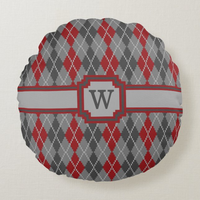 Ashes and Embers Argyle Round Pillow Rond Kussen (Voorkant)