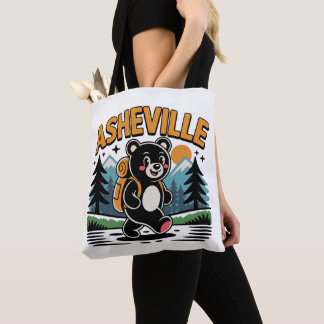 Asheville Black Beer Hiking Cartoon Tote Bag
