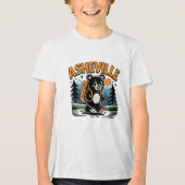 Asheville Black Beer Hiking Cartoon Tri-Blend Shirt (Voorkant)