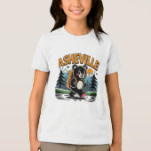 Asheville Black Beer Hiking Cartoon Tri-Blend Shirt (Voorkant)