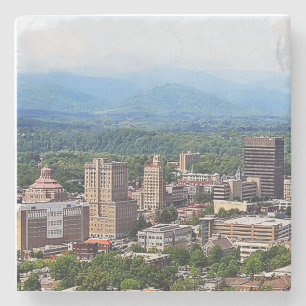 Asheville Cityscape, Asheville, NC. Marmer Onderze Stenen Onderzetter