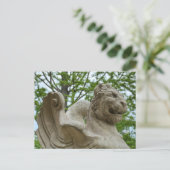 Asheville gevleugelde leeuw standbeeld historische briefkaart (Staand voorkant)