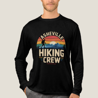 Asheville Hiking Crew Retro Mountain Sunset Design Tri-Blend Shirt