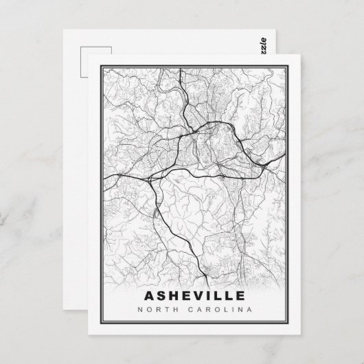 Asheville Map Briefkaart (Voorkant / Achterkant)
