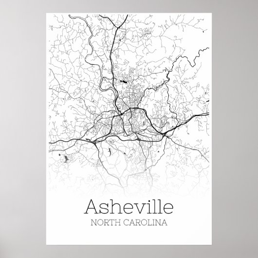 Asheville Map - North Carolina - City Map Poster (Voorkant)