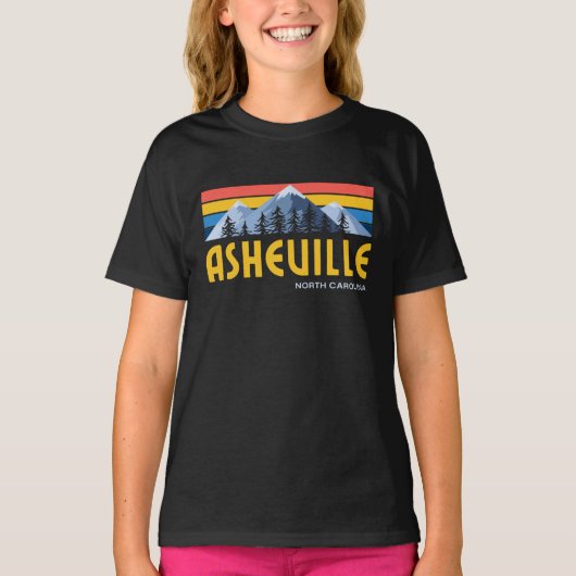 Asheville Mountains Retro Vintage T-Shirt (Voorkant)