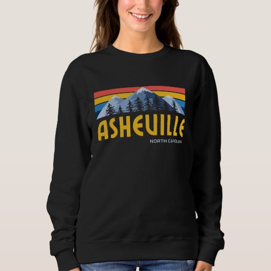Asheville Mountains Retro Vintage T-Shirt Hoodie (Voorkant)