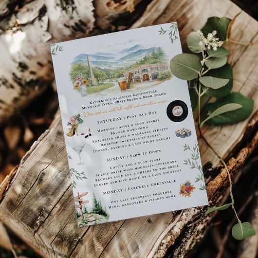 Asheville NC Bachelorette Weekend Itinerary Kaart