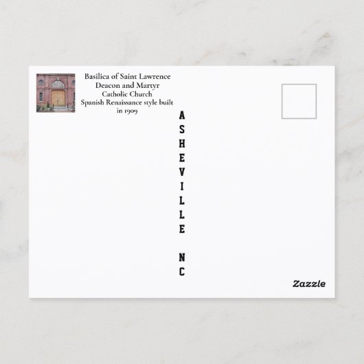 Asheville NC Basiliek van Saint Lawrence Briefkaart (Achterkant)