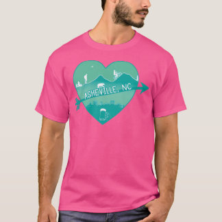 Asheville NC - Groen op wit honkbal Sleeve T-shirt