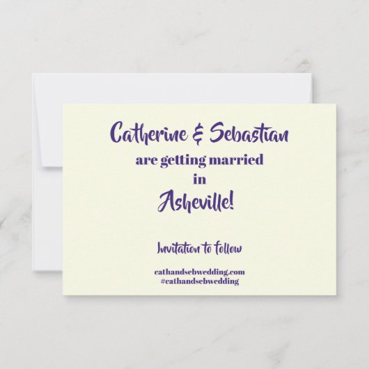 Asheville, NC  Map Save The Date (Achterkant)