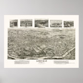 Asheville, NC Panoramic Map - 1912 Poster (Voorkant)