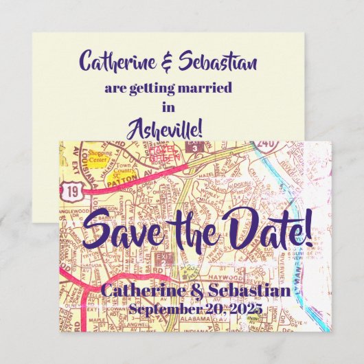 Asheville, NC Vintage kaart (Voorkant / Achterkant)