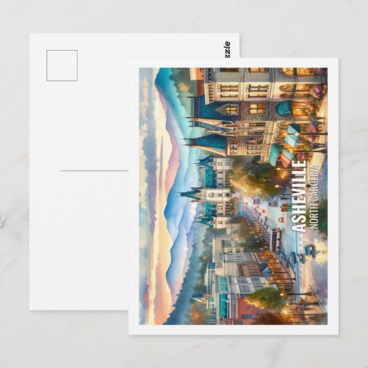 Asheville North Carolina Beroemde Plaats waterverf Briefkaart (Voorkant / Achterkant)