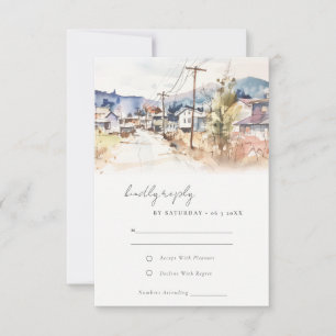Asheville North Carolina Landschaps Bruiloft RSVP Kaartje