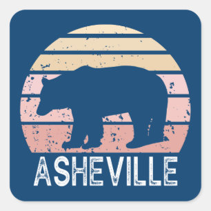 Asheville North Carolina Retro Beer Vierkante Sticker