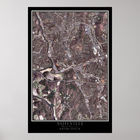 Asheville North Carolina Satellite Poster Map (Voorkant)