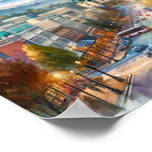 Asheville North Carolina Travel Places waterverf Poster (Hoek)