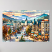 Asheville North Carolina Travel Places waterverf Poster (Voorkant)