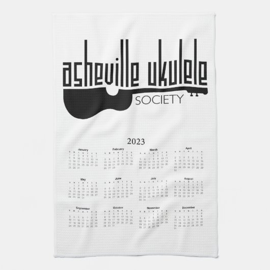 Asheville Ukulele Society 2023 Agenda Theedoek (Verticaal)