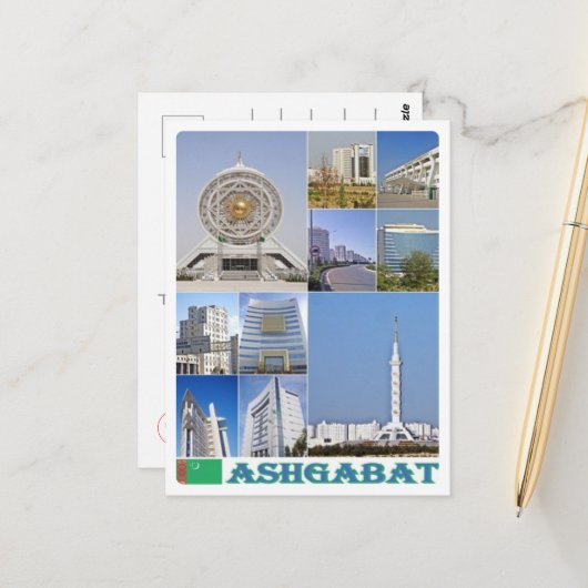 Ashgabat - Turkmenistan - Mozaïek - Briefkaart (Voorkant / Achterkant in situ)