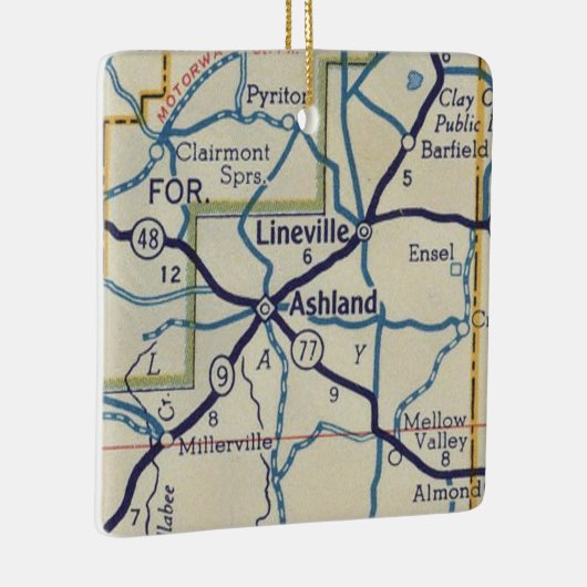 Ashland AL  Map Keramisch Ornament (Rechts)