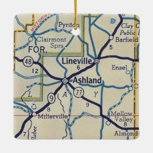 Ashland AL  Map Keramisch Ornament (Achterkant)