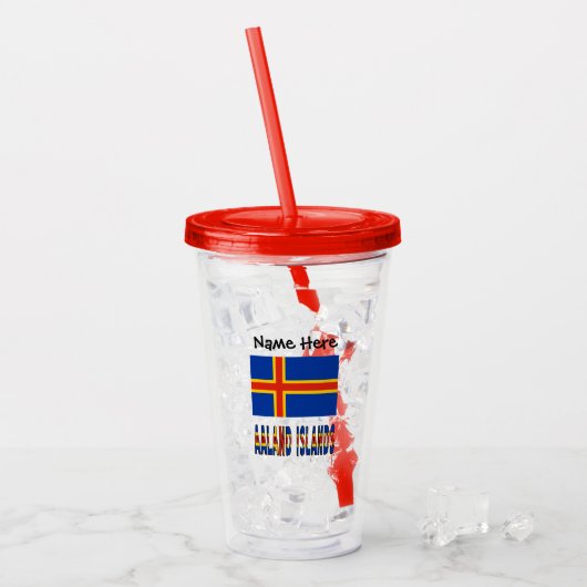 Ashland Islands Ålander vlag gepersonaliseerd Acryl Drinkbeker (Voorkant ijs)