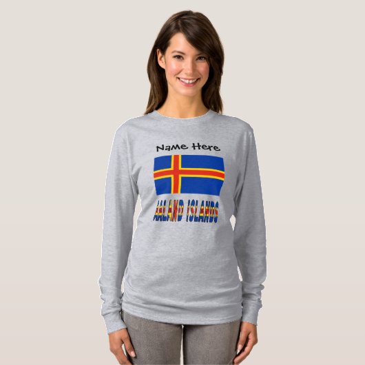 Ashland Islands Ålander vlag gepersonaliseerd T-shirt (Voorkant volledig)