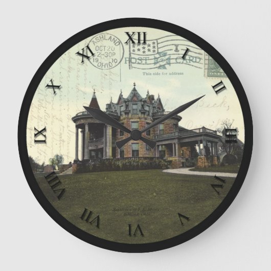 Ashland Ohio Post Card Clock - FE Myers Residence Grote Klok (Voorkant)