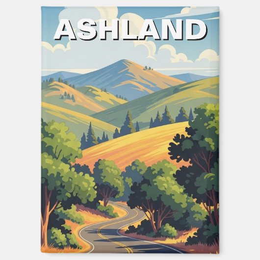 Ashland Oregon Reisansichtkaart Magneet (Voorkant)