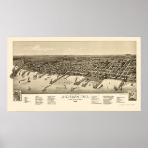 Ashland, WI Panoramic Map - 1886 Poster