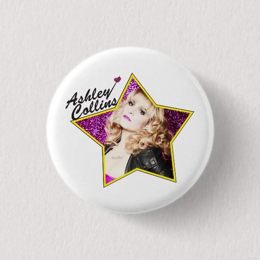 Ashley Collins Star Pin Badge. Ronde Button 3,2 Cm (Voorkant)