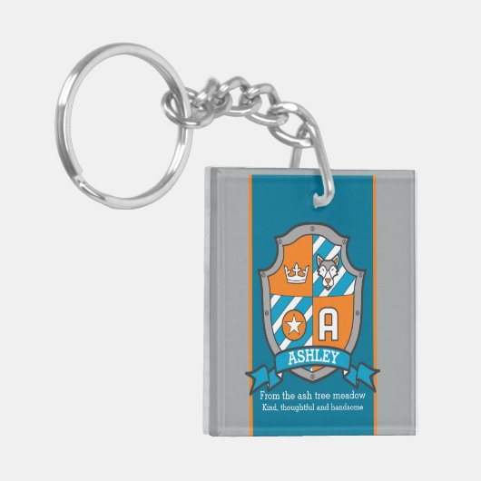 Ashley naam betekent jongens crest beer custom sleutelhanger (Voorkant Links)